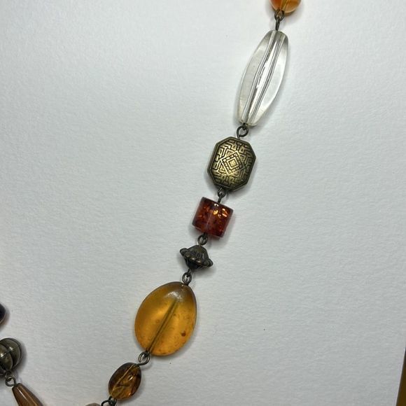 Bohemian style beaded necklace with acrylic & metal beads & a medallion‎ - Picture 3 of 5